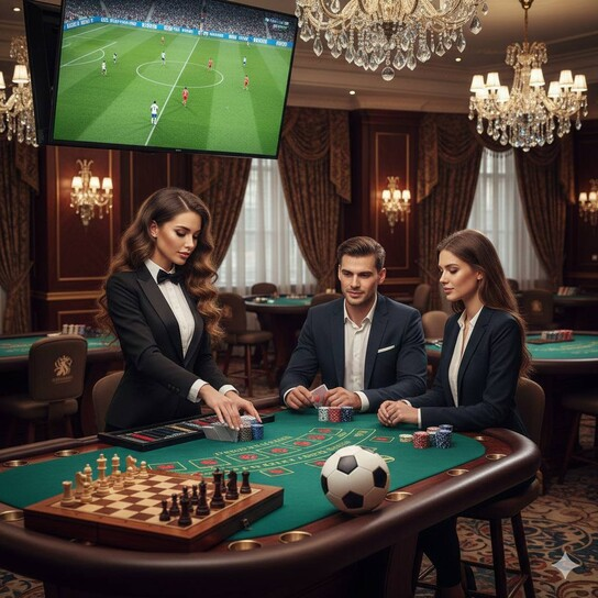 A dazzling casino interior representing online gaming luxury.